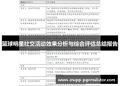 篮球明星社交活动效果分析与综合评估总结报告